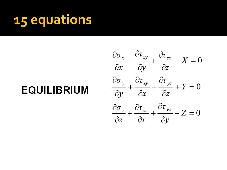 15 equations EQUILIBRIUM 