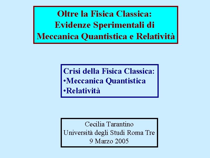 Oltre la Fisica Classica: Evidenze Sperimentali di Meccanica Quantistica e Relatività Crisi della Fisica