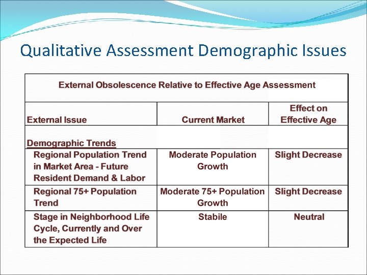 Qualitative Assessment Demographic Issues 
