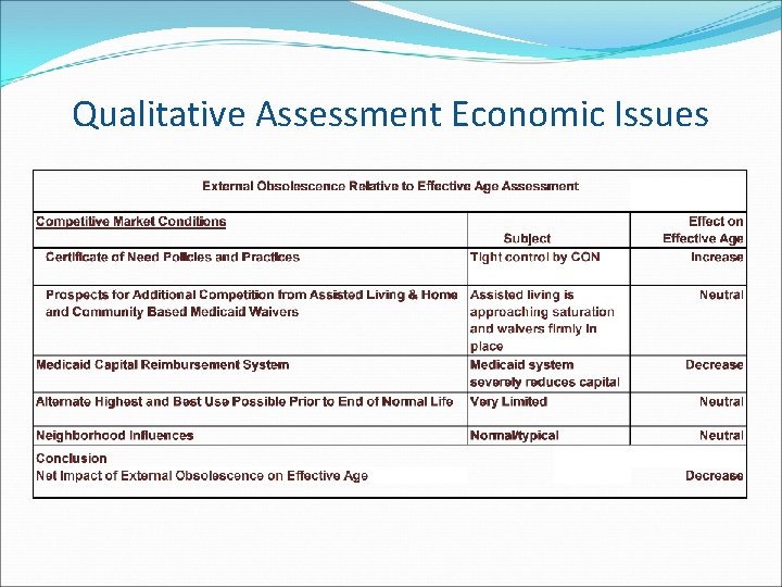 Qualitative Assessment Economic Issues 