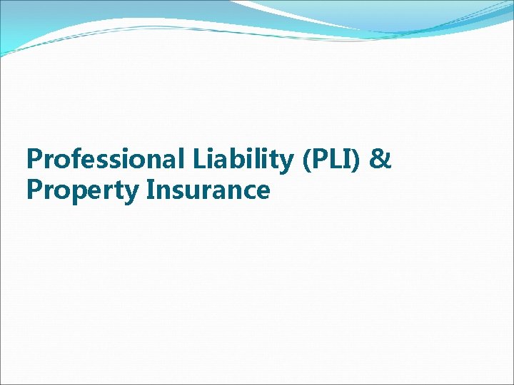 Professional Liability (PLI) & Property Insurance 