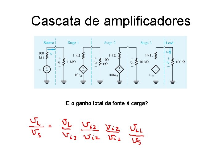 Cascata de amplificadores E o ganho total da fonte à carga? Cascata de amplificadores E o ganho total da fonte à carga?