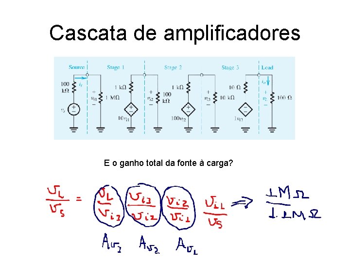 Cascata de amplificadores E o ganho total da fonte à carga? Cascata de amplificadores E o ganho total da fonte à carga?