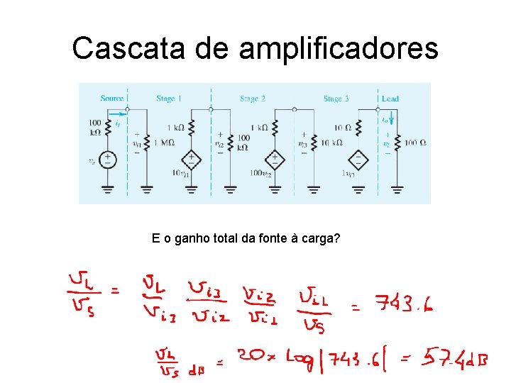 Cascata de amplificadores E o ganho total da fonte à carga? Cascata de amplificadores E o ganho total da fonte à carga?