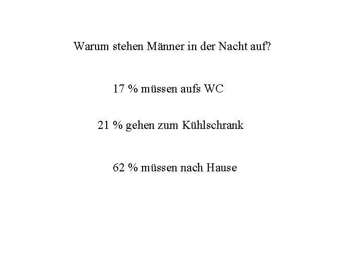 Warum stehen Männer in der Nacht auf? 17 % müssen aufs WC 21 %