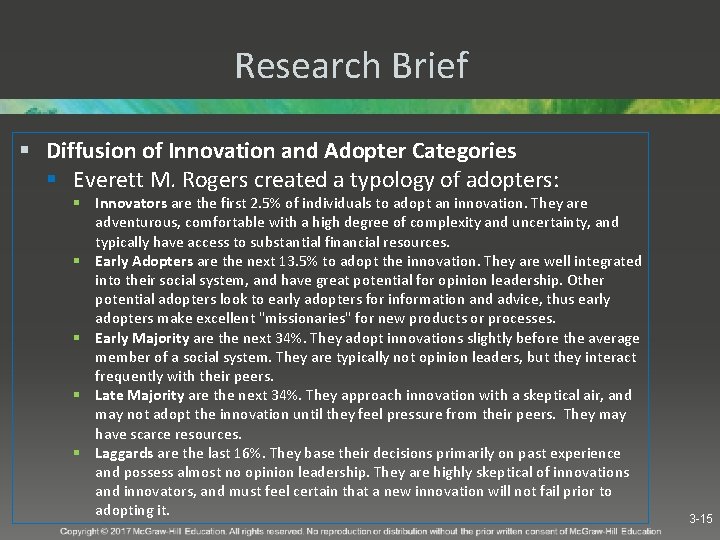 Research Brief § Diffusion of Innovation and Adopter Categories § Everett M. Rogers created