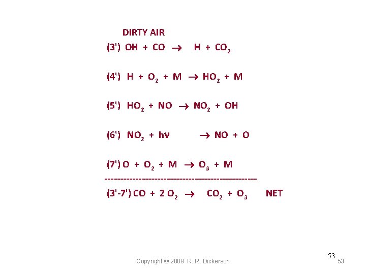 DIRTY AIR (3') OH + CO 2 (4') H + O 2 + M