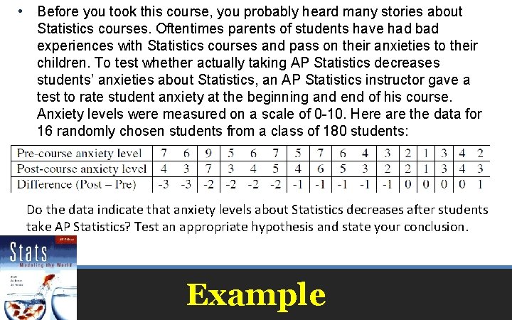  • Before you took this course, you probably heard many stories about Statistics