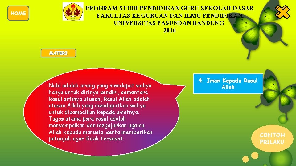 PROGRAM STUDI PENDIDIKAN GURU SEKOLAH DASAR FAKULTAS KEGURUAN DAN ILMU PENDIDIKAN UNIVERSITAS PASUNDAN BANDUNG