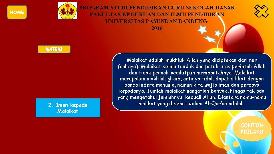 PROGRAM STUDI PENDIDIKAN GURU SEKOLAH DASAR FAKULTAS KEGURUAN DAN ILMU PENDIDIKAN UNIVERSITAS PASUNDAN BANDUNG