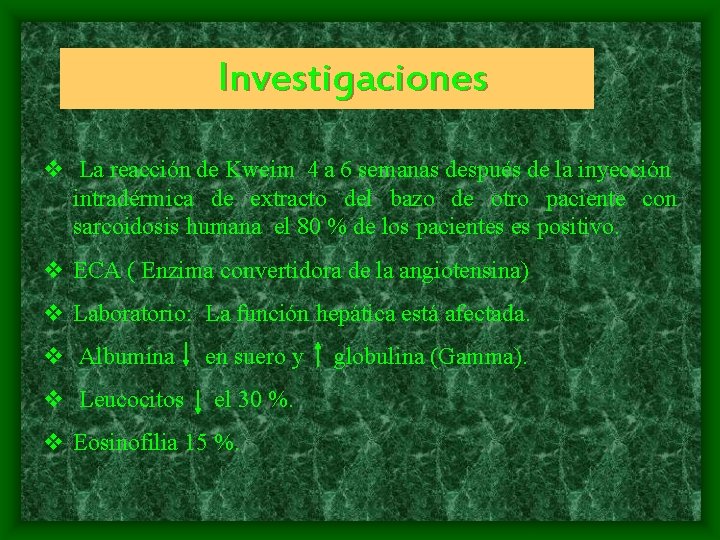 Investigaciones v La reacción de Kweim 4 a 6 semanas después de la inyección