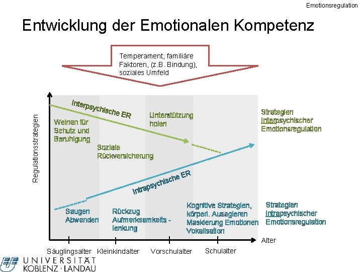 Emotionsregulation Entwicklung der Emotionalen Kompetenz Temperament, familiäre Faktoren, (z. B. Bindung), soziales Umfeld Interp