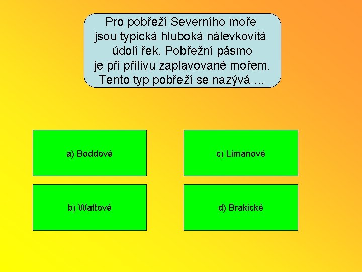 Pro pobřeží Severního moře jsou typická hluboká nálevkovitá údolí řek. Pobřežní pásmo je při