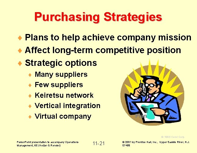 Purchasing Strategies ¨ Plans to help achieve company mission ¨ Affect long-term competitive position