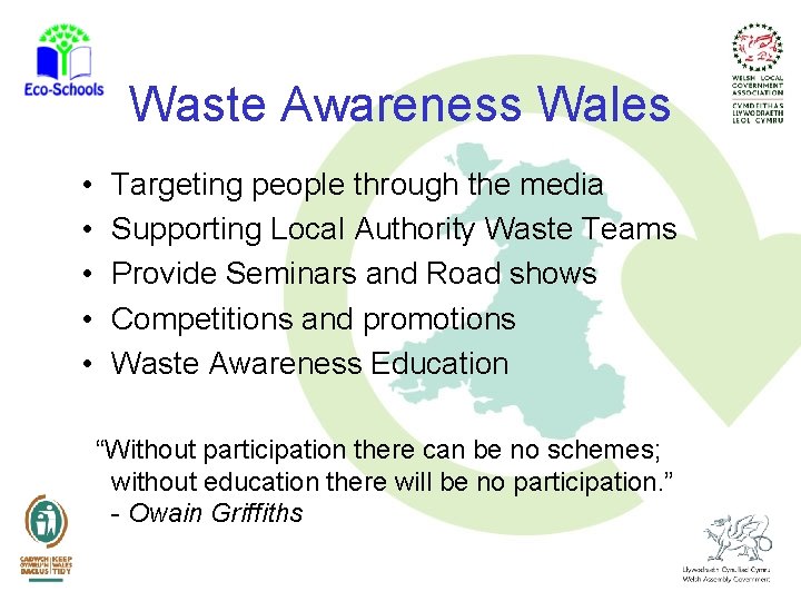 Waste Awareness Wales • • • Targeting people through the media Supporting Local Authority