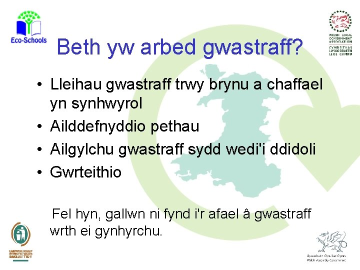Beth yw arbed gwastraff? • Lleihau gwastraff trwy brynu a chaffael yn synhwyrol •