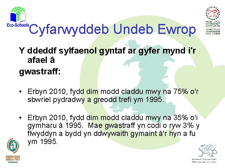 Cyfarwyddeb Undeb Ewrop Y ddeddf sylfaenol gyntaf ar gyfer mynd i'r afael â gwastraff: