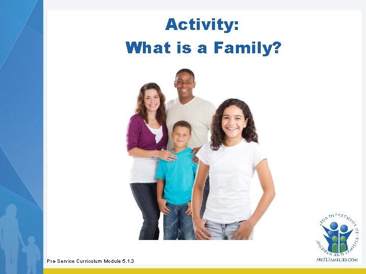 Activity: What is a Family? Pre-Service Curriculum Module 5. 1. 3 