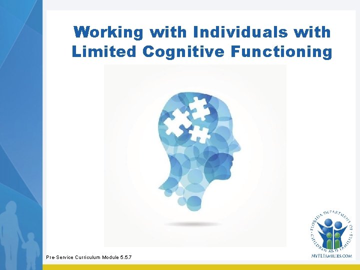 Working with Individuals with Limited Cognitive Functioning Pre-Service Curriculum Module 5. 5. 7 