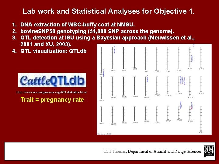 Lab work and Statistical Analyses for Objective 1. 1. DNA extraction of WBC-buffy coat