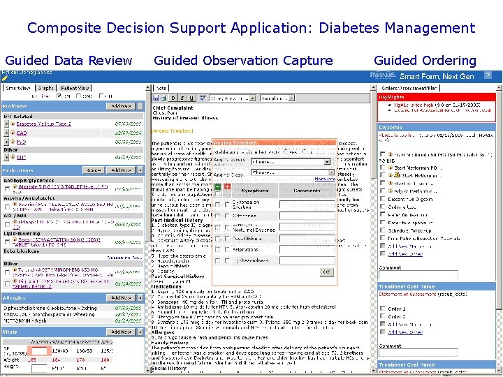 Composite Decision Support Application: Diabetes Management Guided Data Review Guided Observation Capture Guided Ordering