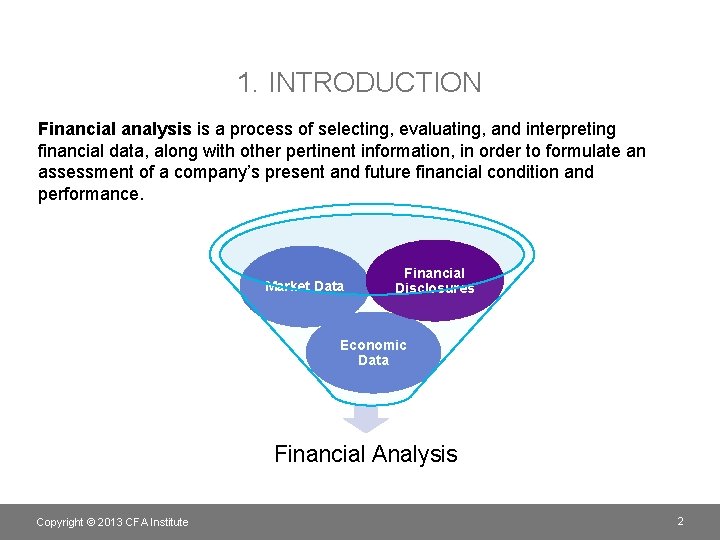 1. INTRODUCTION Financial analysis is a process of selecting, evaluating, and interpreting financial data,