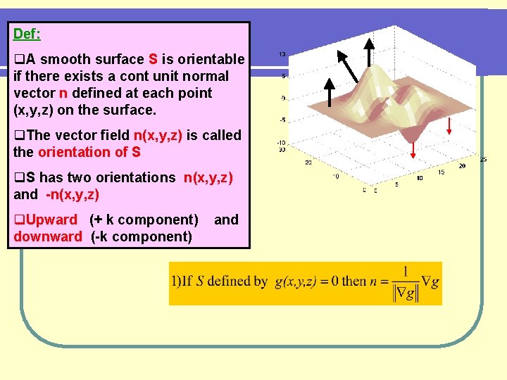 Def: q. A smooth surface S is orientable if there exists a cont unit