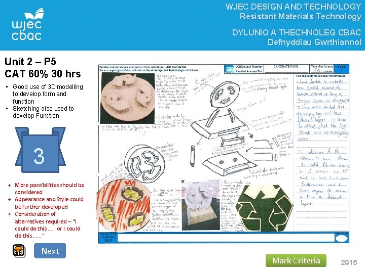 WJEC DESIGN AND TECHNOLOGY Resistant Materials Technology DYLUNIO A THECHNOLEG CBAC Defnyddiau Gwrthiannol Unit