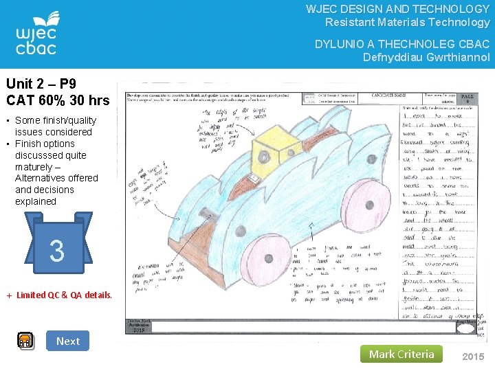 WJEC DESIGN AND TECHNOLOGY Resistant Materials Technology DYLUNIO A THECHNOLEG CBAC Defnyddiau Gwrthiannol Unit