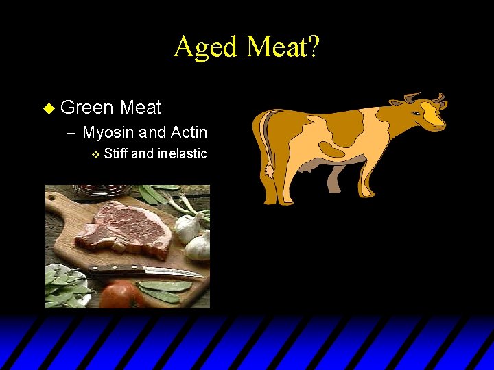 Aged Meat? u Green Meat – Myosin and Actin v Stiff and inelastic 
