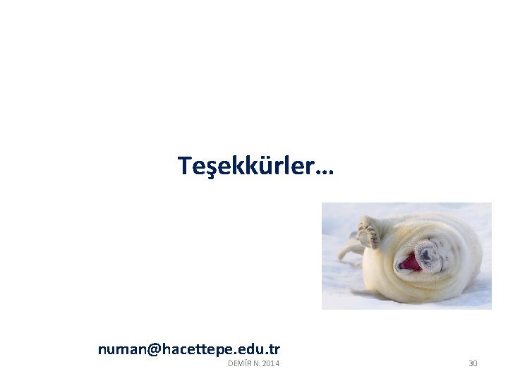 Teşekkürler… numan@hacettepe. edu. tr DEMİR N. 2014 30 