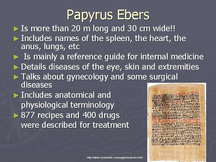 Papyrus Ebers ► Is more than 20 m long and 30 cm wide!! ►