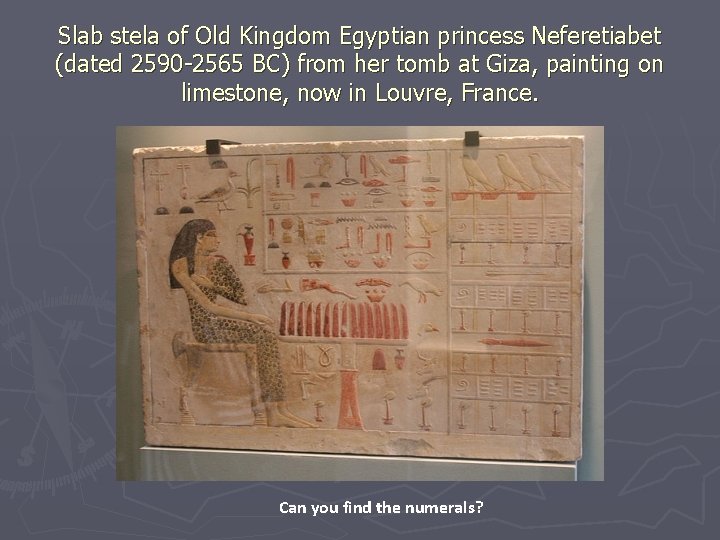 Slab stela of Old Kingdom Egyptian princess Neferetiabet (dated 2590 -2565 BC) from her