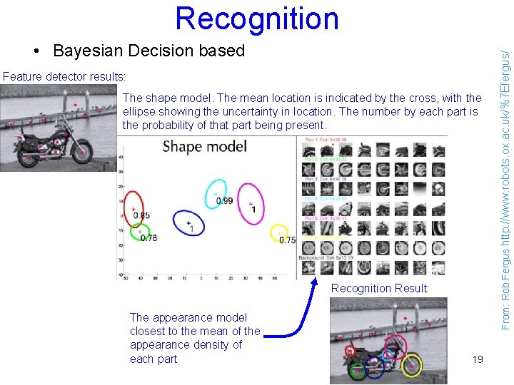  • Bayesian Decision based Feature detector results: The shape model. The mean location