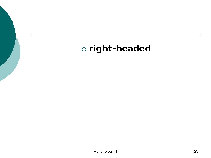 ¡ right-headed Morphology 1 25 