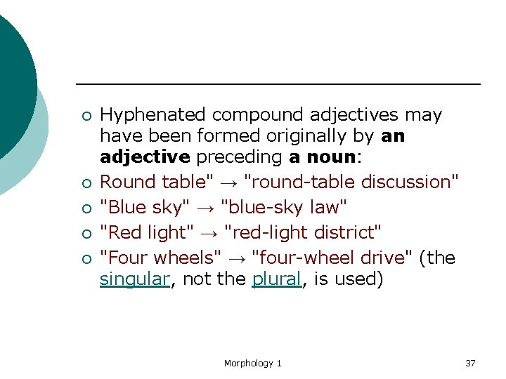 ¡ ¡ ¡ Hyphenated compound adjectives may have been formed originally by an adjective