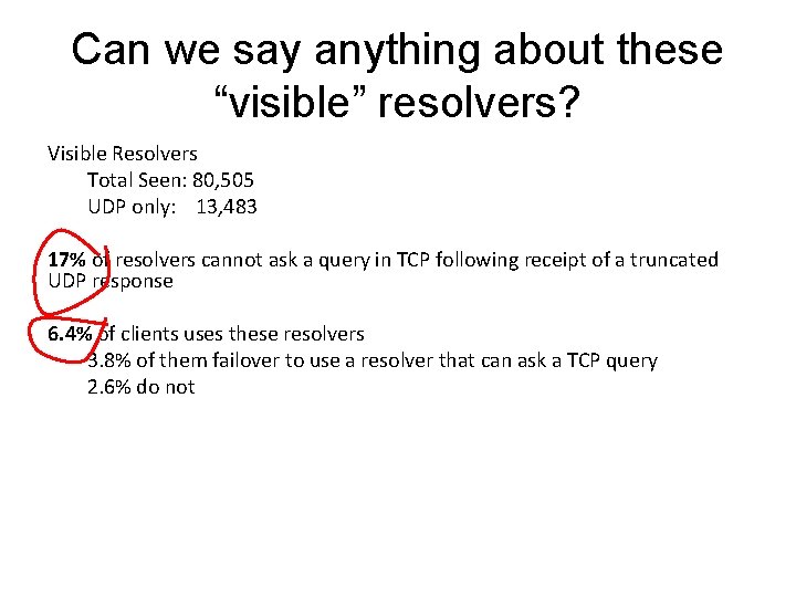 Can we say anything about these “visible” resolvers? Visible Resolvers Total Seen: 80, 505