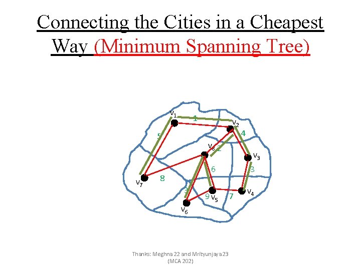 Connecting the Cities in a Cheapest Way (Minimum Spanning Tree) v 1 1 5