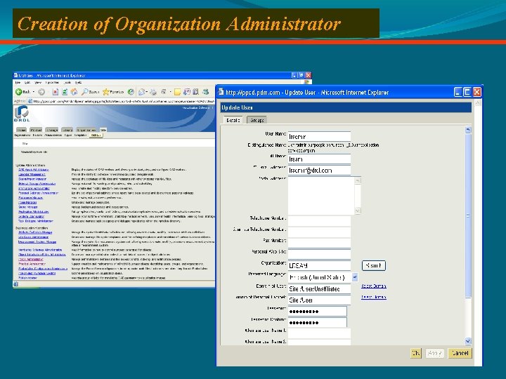 Creation of Organization Administrator 