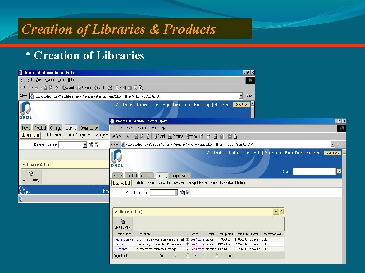 Creation of Libraries & Products * Creation of Libraries 
