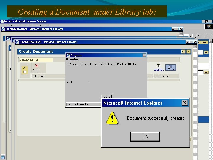 Creating a Document under Library tab: 