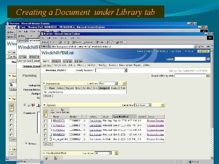 Creating a Document under Library tab 