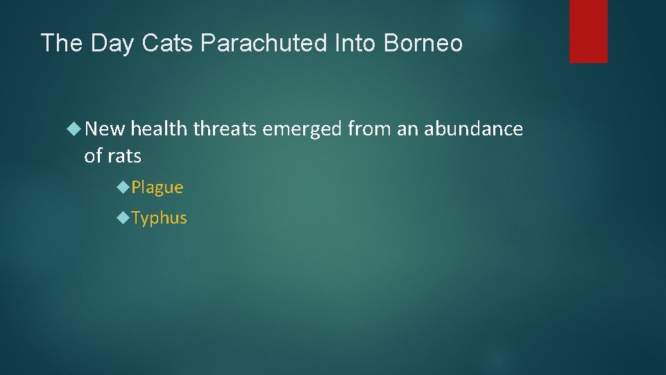 The Day Cats Parachuted Into Borneo New health threats emerged from an abundance of
