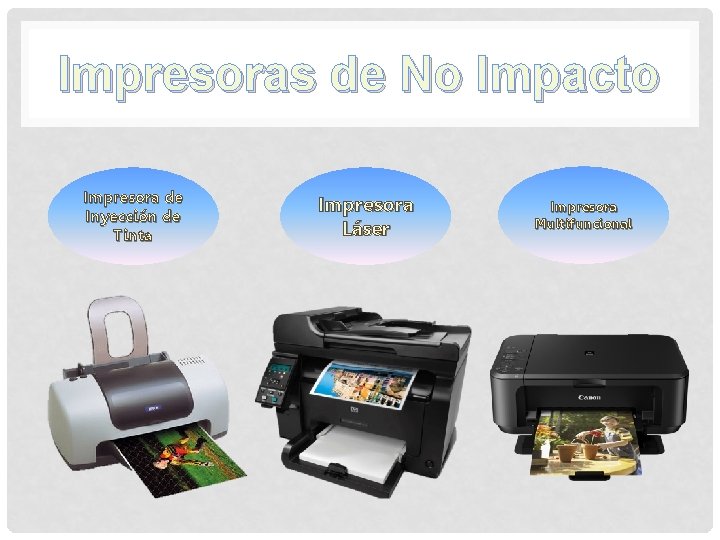 Impresoras de No Impacto Impresora de Inyección de Tinta Impresora Láser Impresora Multifuncional Impresoras de No Impacto Impresora de Inyección de Tinta Impresora Láser Impresora Multifuncional