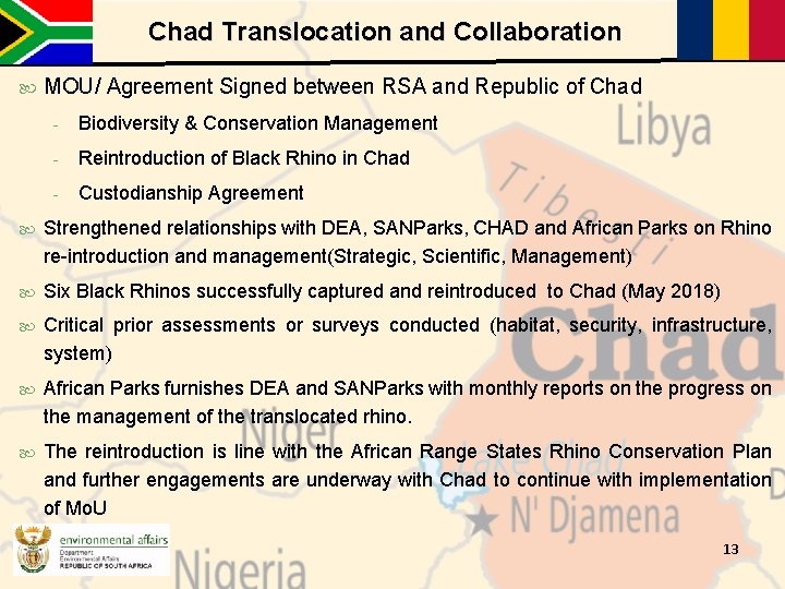 Chad Translocation and Collaboration MOU/ Agreement Signed between RSA and Republic of Chad -