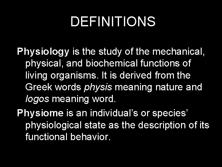 Physiology meaning