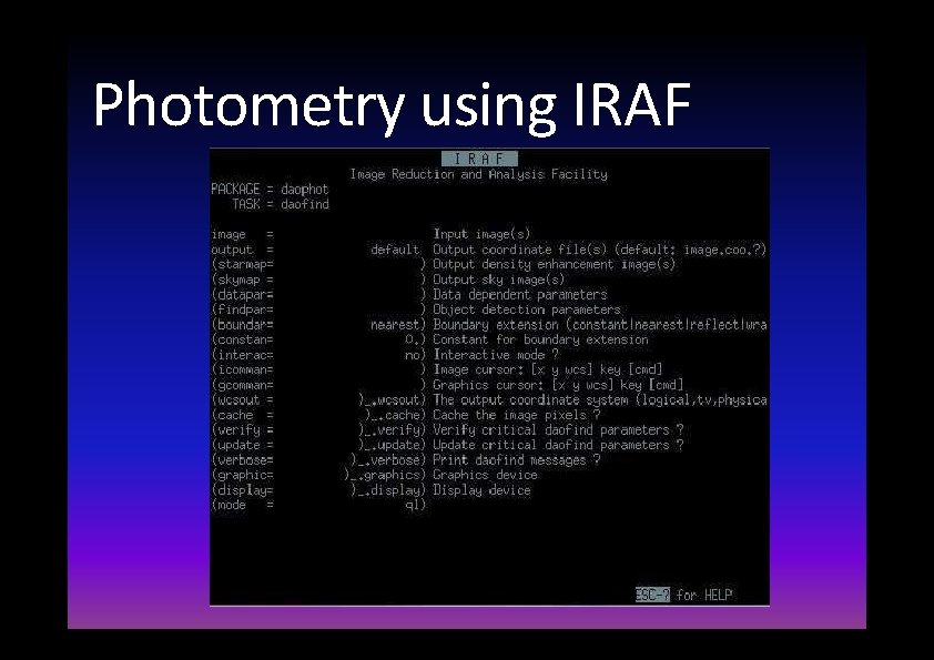 Photometry using IRAF 
