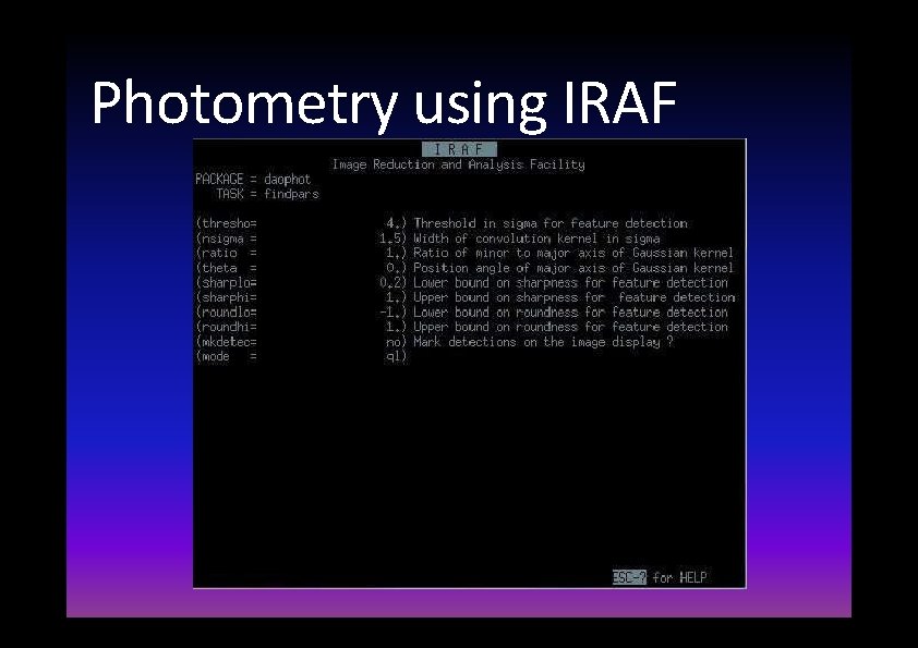 Photometry using IRAF 