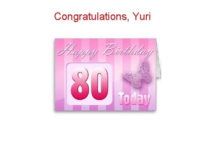 Congratulations, Yuri 