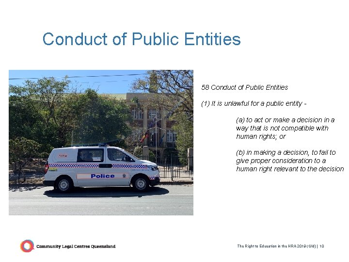 Conduct of Public Entities 58 Conduct of Public Entities (1) It is unlawful for Conduct of Public Entities 58 Conduct of Public Entities (1) It is unlawful for